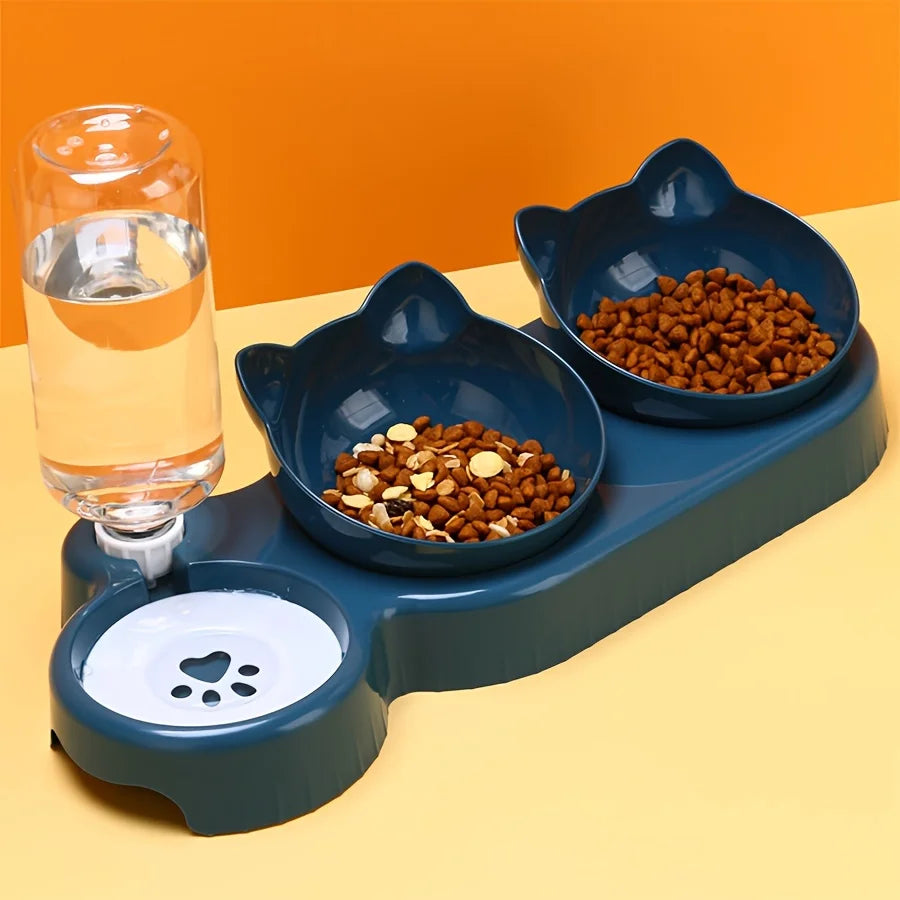 3-in-1 Cat Bowl With Automatic Water Dispenser