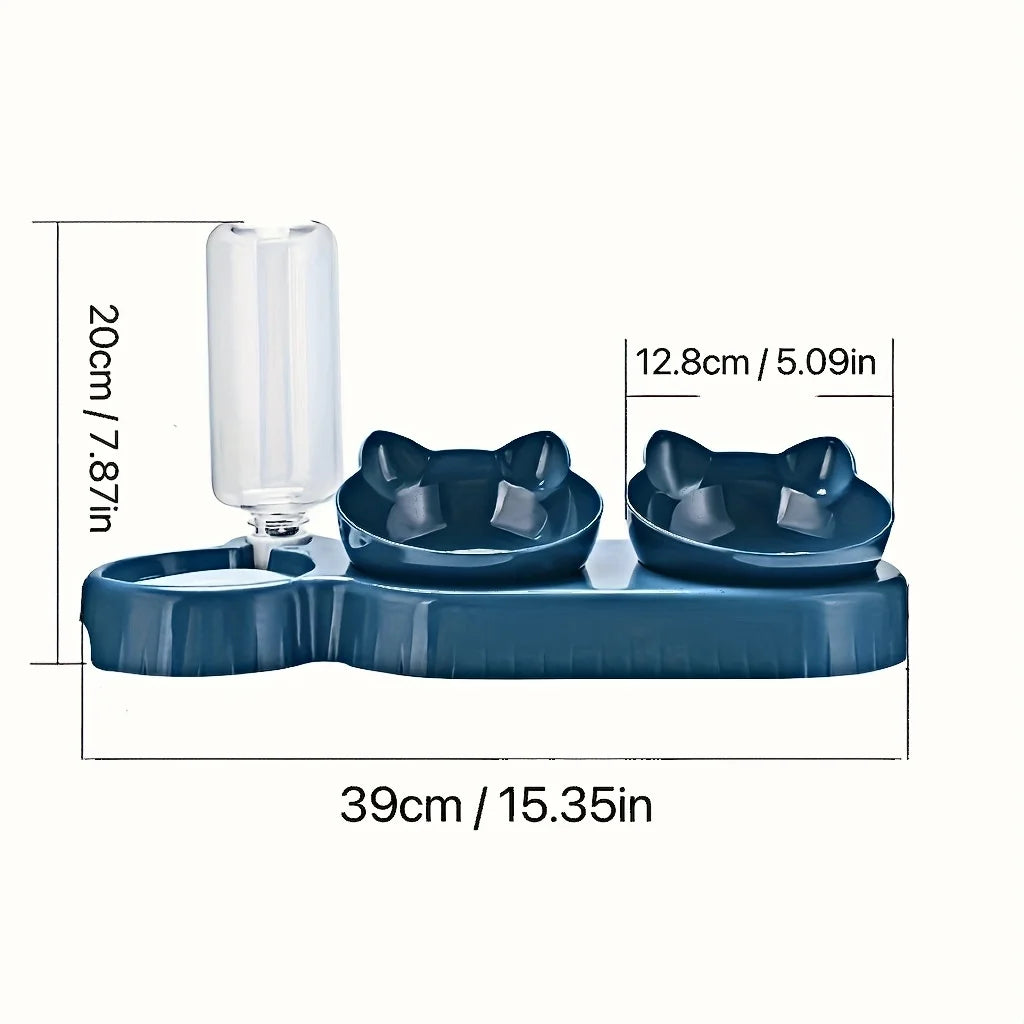3-in-1 Cat Bowl With Automatic Water Dispenser