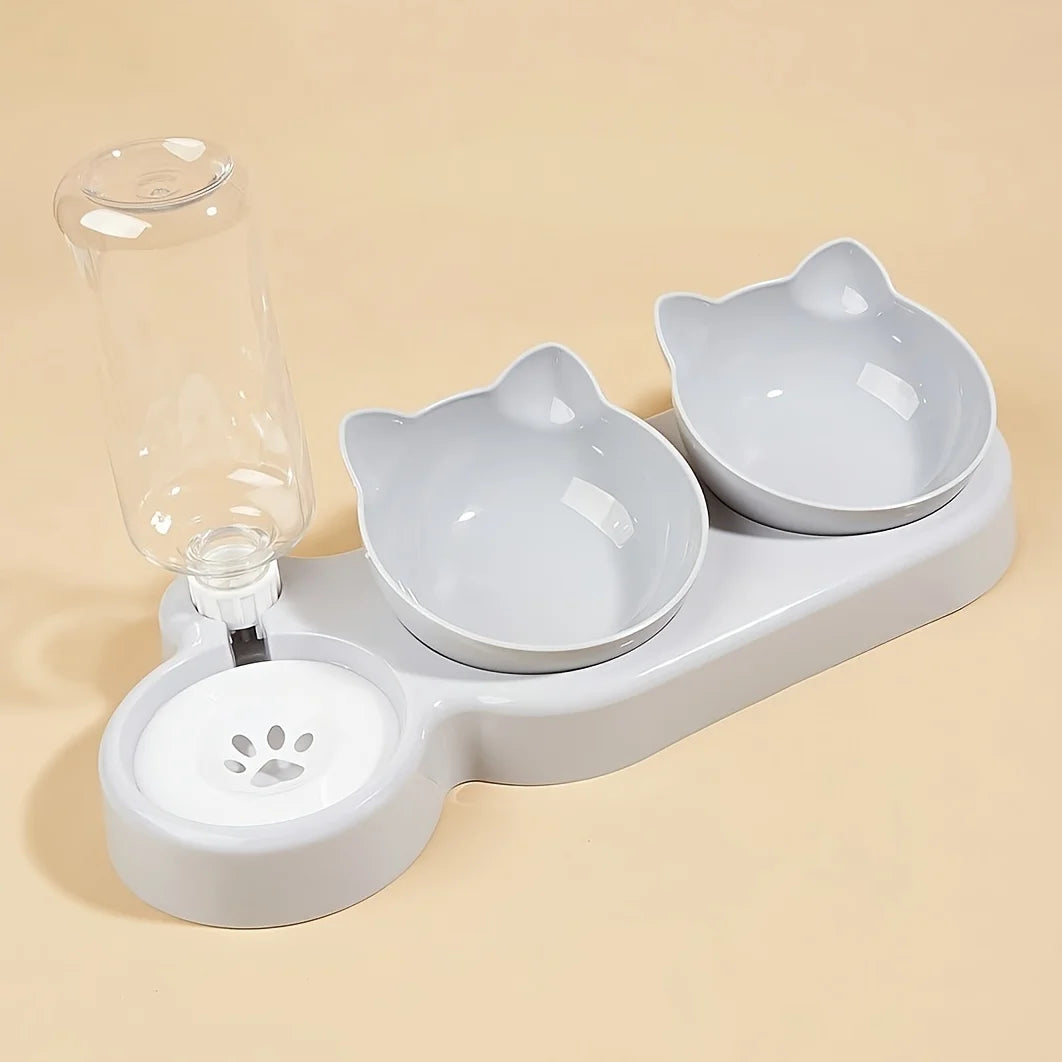 3-in-1 Cat Bowl With Automatic Water Dispenser