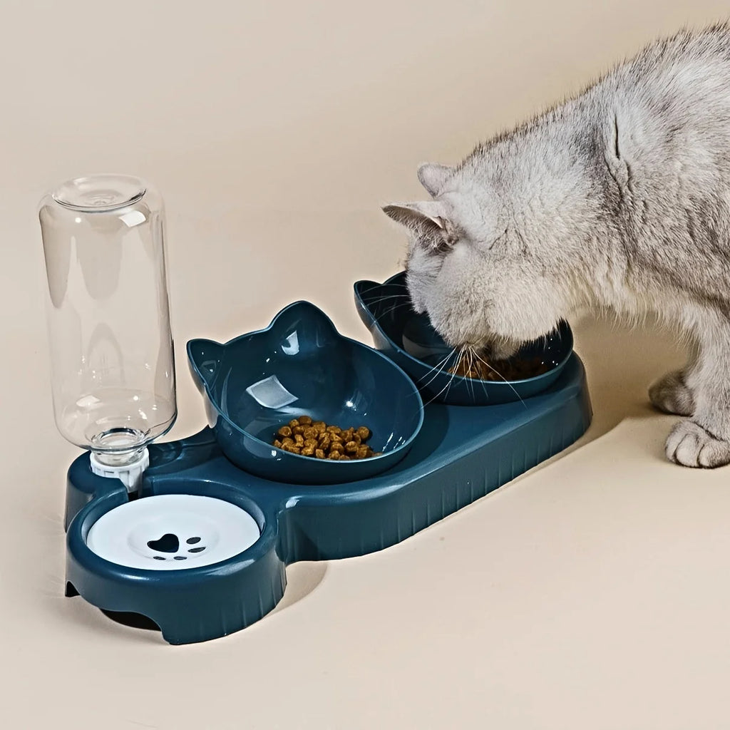 3-in-1 Cat Bowl With Automatic Water Dispenser